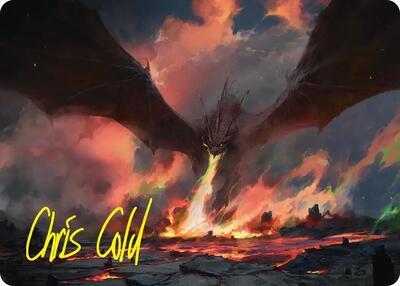 Smaug, the Great Calamity Art Card (Gold-Stamped Signature) card from Art Series: The Hobbit