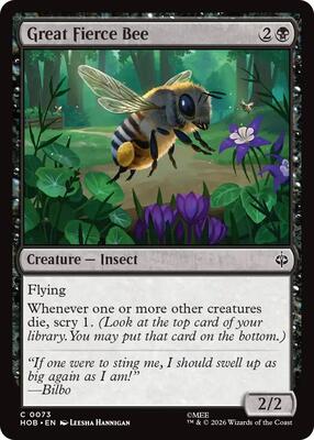 Great Fierce Bee card from The Hobbit