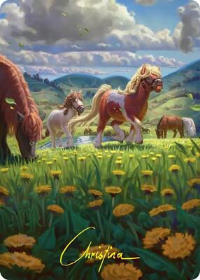 Troop of Ponies Art Card (Gold-Stamped Signature) card from Art Series: The Hobbit