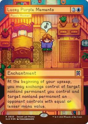 Lucky Purple Memento - Puca's Mischief card from Secret Lair Drop Series