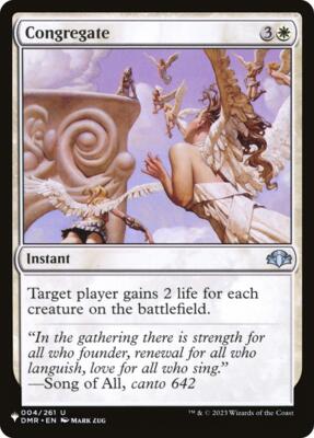 Congregate (DMR) card from The List Reprints