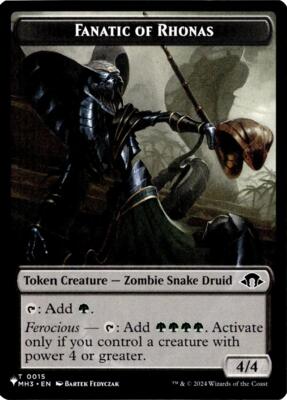 Fanatic of Rhonas // Elemental Double-Sided Token card from The List Reprints