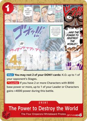 The Power to Destroy the World card from The World's Strongest Warriors Release Event Cards