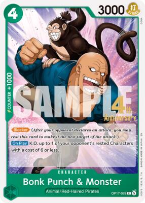 Bonk Punch & Monster card from The World's Strongest Warriors Release Event Cards