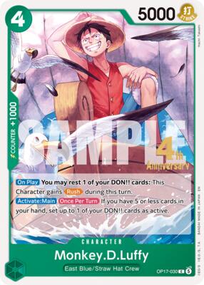 Monkey.D.Luffy (030) card from The World's Strongest Warriors Release Event Cards