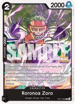 Roronoa Zoro (095) card from The World's Strongest Warriors Release Event Cards