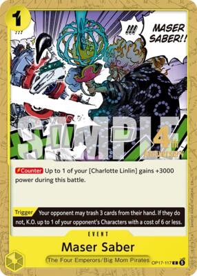 Maser Saber card from The World's Strongest Warriors Release Event Cards