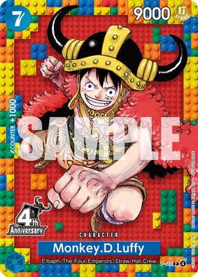 Monkey.D.Luffy (4th Anniversary) card from One Piece Promotion Cards