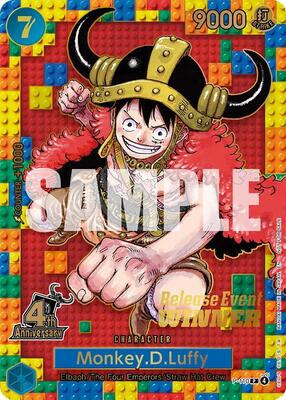 Monkey.D.Luffy (4th Anniversary) (Winner) card from One Piece Promotion Cards