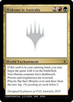 Welcome to Australia card from Un-Known Event Playtest Cards