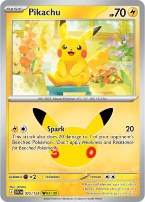 Pikachu - 025/128 card from ME: 30th Celebration