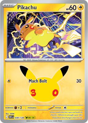 Pikachu - 030/128 card from ME: 30th Celebration
