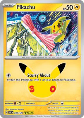 Pikachu - 032/128 card from ME: 30th Celebration