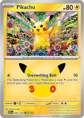 Pikachu - 040/128 card from ME: 30th Celebration