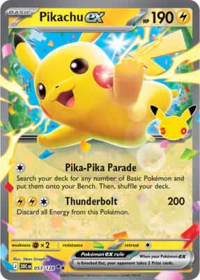 Pikachu ex - 053/128 card from ME: 30th Celebration
