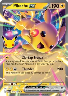 Pikachu ex - 054/128 card from ME: 30th Celebration