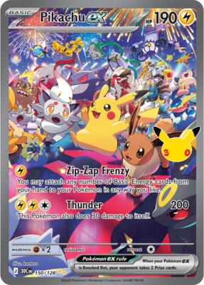 Pikachu ex - 150/128 card from ME: 30th Celebration