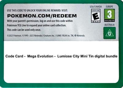 Code Card -  Lumiose City Mini Tin digital bundle card from Miscellaneous Cards & Products