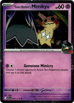 Team Rocket's Mimikyu - 097/217 (Cosmos Holo) card from Blister Exclusives