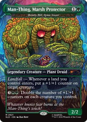 Man-Thing, Marsh Protector - Bristly Bill, Spine Sower card from Secret Lair Drop Series