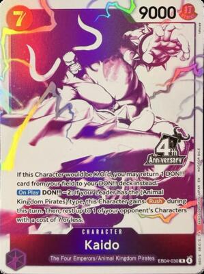 Kaido (4th Anniversary Treasure Campaign Pack) card from One Piece Promotion Cards