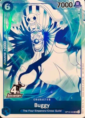 Buggy (4th Anniversary Treasure Campaign Pack) card from One Piece Promotion Cards