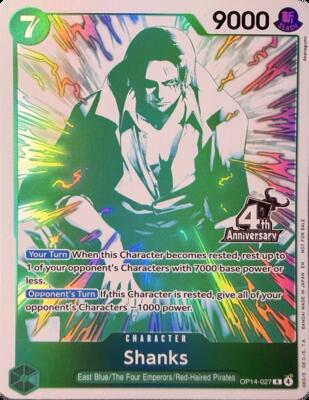 Shanks (4th Anniversary Treasure Campaign Pack) card from One Piece Promotion Cards