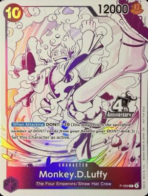Monkey.D.Luffy (4th Anniversary Treasure Campaign Pack) card from One Piece Promotion Cards