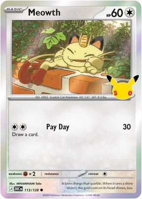Meowth - 113/128 card from ME: 30th Celebration