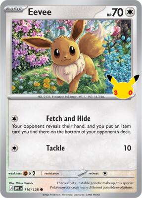 Eevee - 116/128 card from ME: 30th Celebration