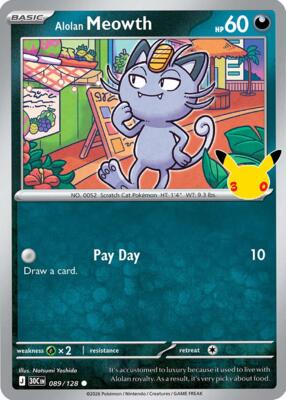 Alolan Meowth - 089/128 card from ME: 30th Celebration