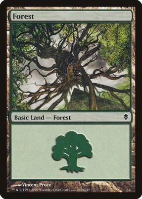 Forest (249a) card from Zendikar