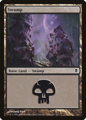 Swamp (239a) card from Zendikar