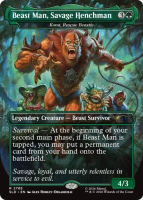 Beast Man, Savage Henchman - Kona, Rescue Beastie card from Secret Lair Drop Series