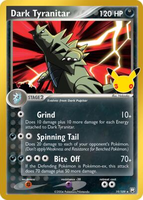 Dark Tyranitar card from ME: 30th Celebration Classic Collection