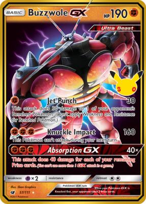 Buzzwole GX card from ME: 30th Celebration Classic Collection