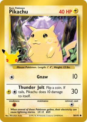 Pikachu card from ME: 30th Celebration Classic Collection