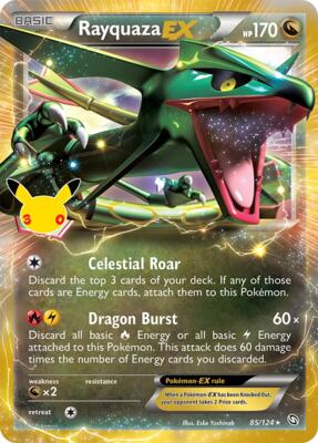 Rayquaza EX card from ME: 30th Celebration Classic Collection