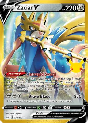 Zacian V card from ME: 30th Celebration Classic Collection