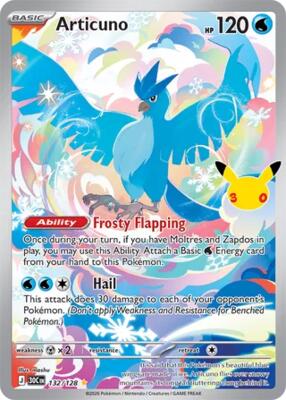 Articuno - 132/128 card from ME: 30th Celebration
