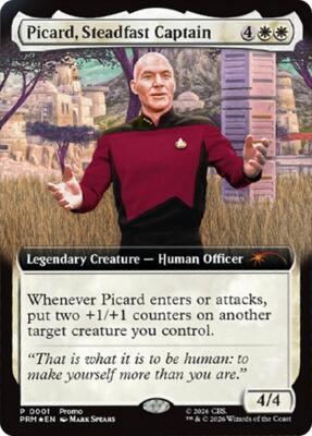 Picard, Steadfast Captain (Extended Art) card from Media Promos