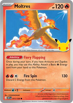 Moltres - 011/128 card from ME: 30th Celebration