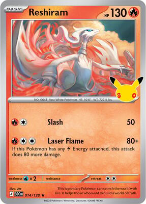 Reshiram card from ME: 30th Celebration