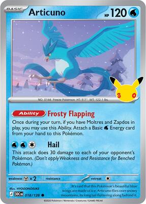 Articuno - 018/128 card from ME: 30th Celebration