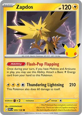 Zapdos - 055/128 card from ME: 30th Celebration