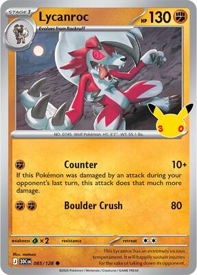 Lycanroc - 085/128 card from ME: 30th Celebration