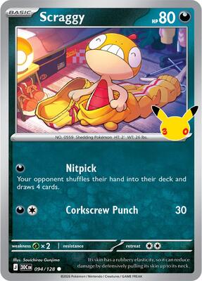 Scraggy - 094/128 card from ME: 30th Celebration