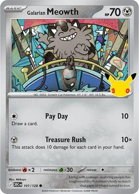 Galarian Meowth - 101/128 card from ME: 30th Celebration