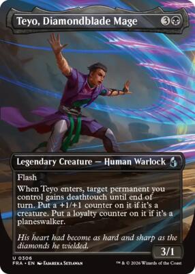 Teyo, Diamondblade Mage (Borderless) card from Reality Fracture