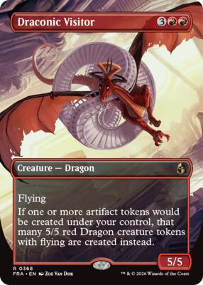 Draconic Visitor (Borderless) card from Reality Fracture